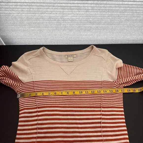 Lucky Brand Cream Orange Striped Scoop Neck Pullover Knit Sweater Size Small - Picture 10 of 12